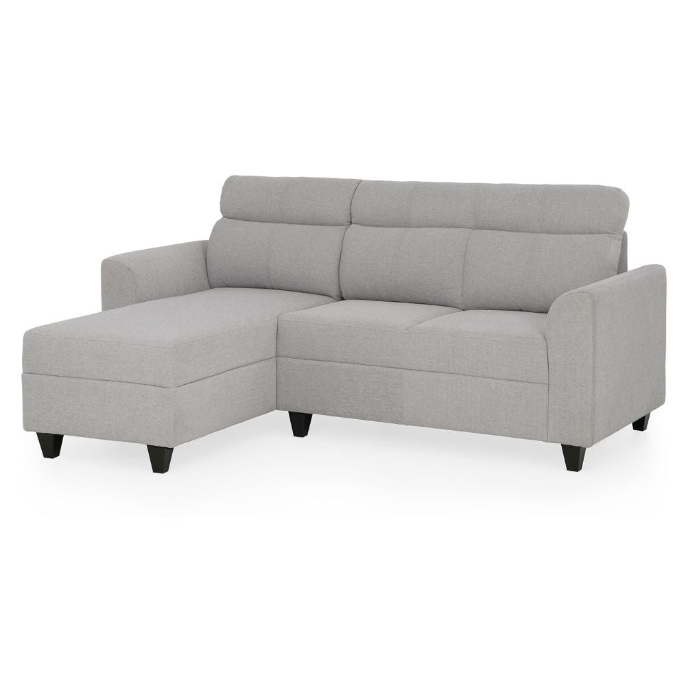 Zivo Plus Cloudy Gray Fabric Sofa Set 3 Seater Sofa with Lounger