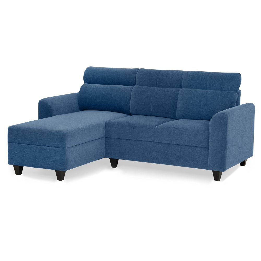 Zivo Plus Twilight Blue Fabric 2 Seater Sofa with Lounger