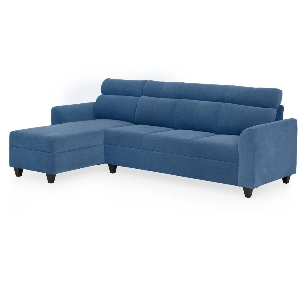 Zivo Plus Twilight Blue Fabric Sofa Set 3 Seater Sofa with Lounger