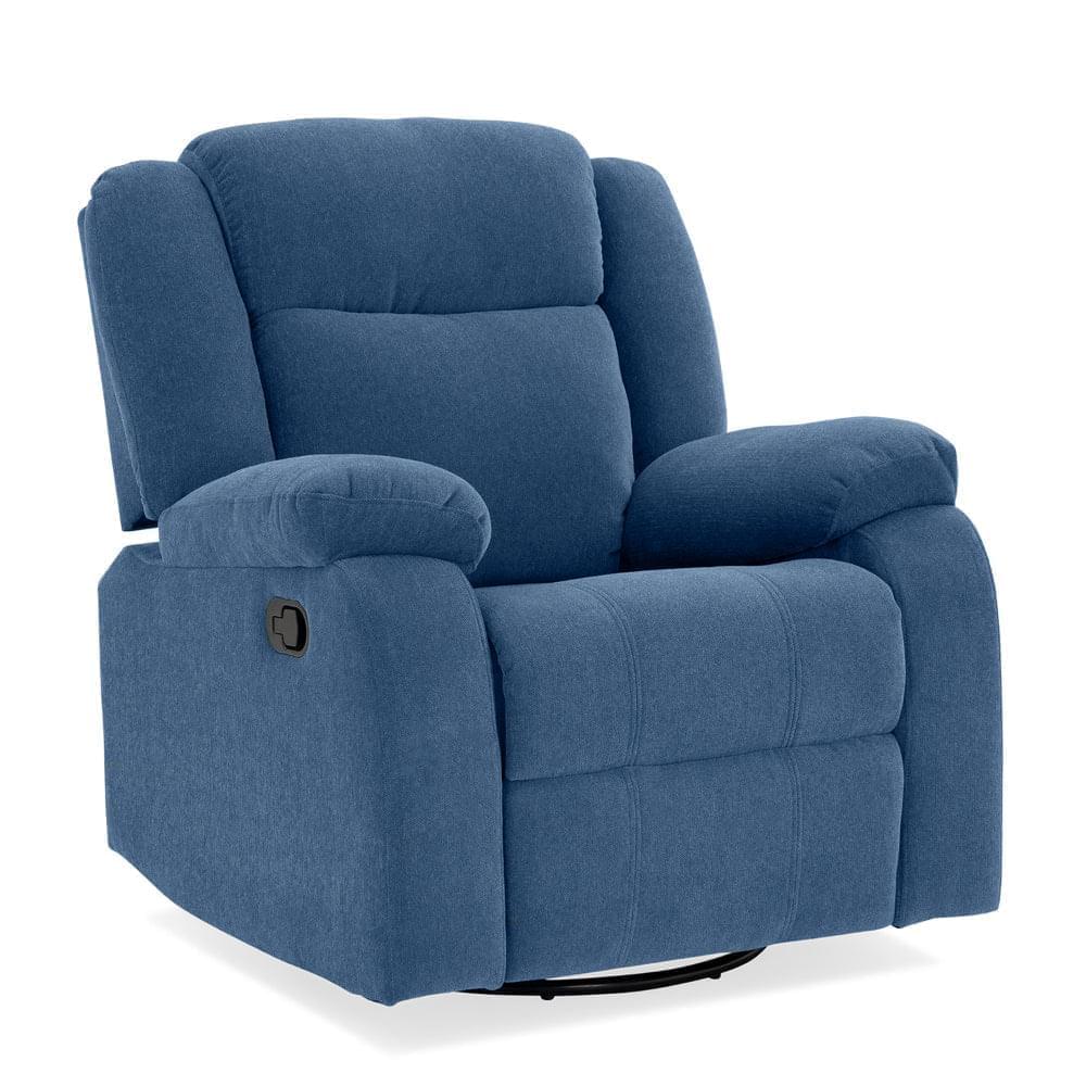 Avalon - Rocking & Rotating Single Seater Fabric Recliner in Twilight Blue Colour