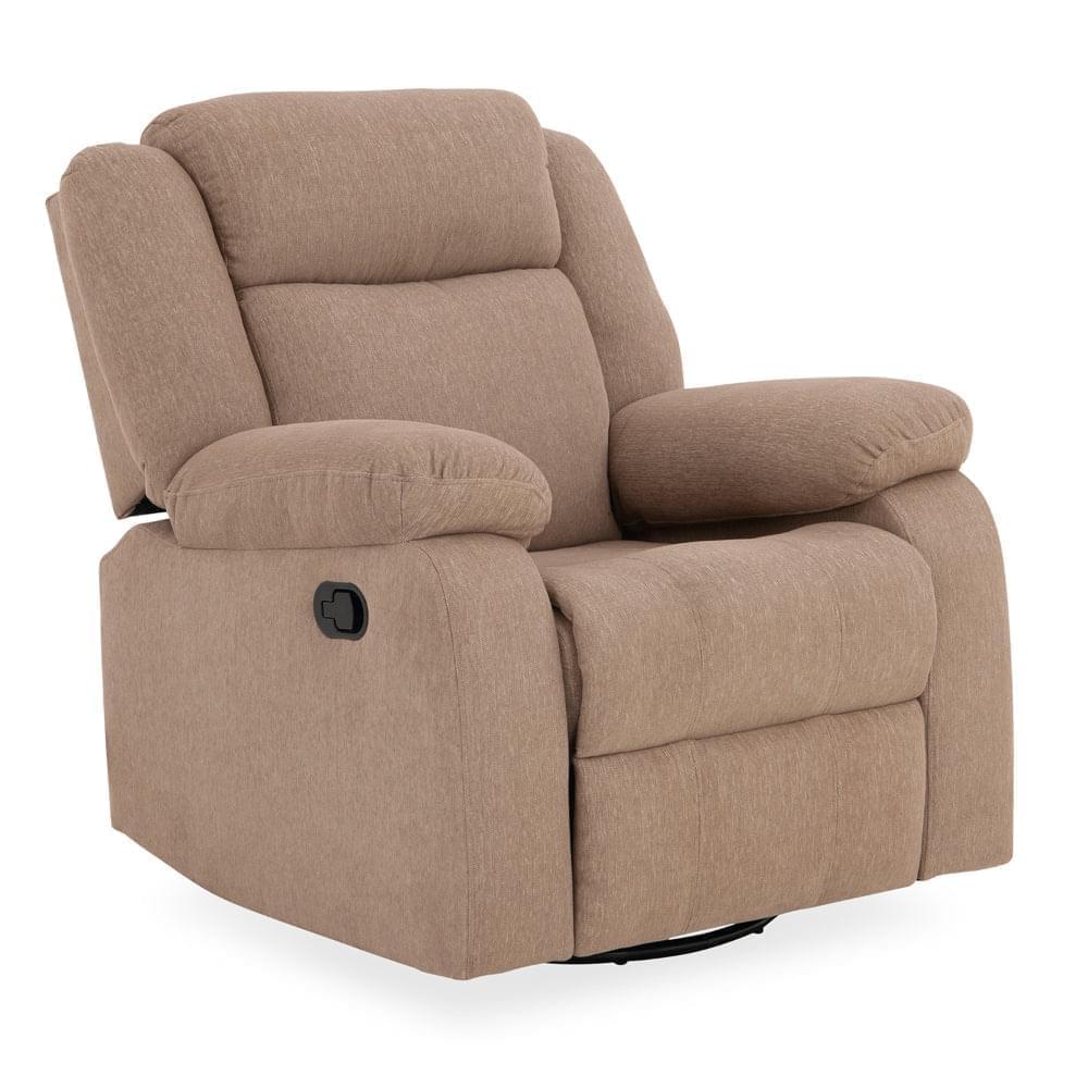 Avalon - Rocking & Revolving Single Seater Fabric Recliner in Plaster Brown Colour