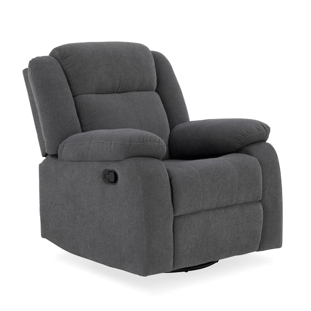 Avalon - Rocking & Revolving Single Seater Fabric Recliner in Graphite Grey Colour