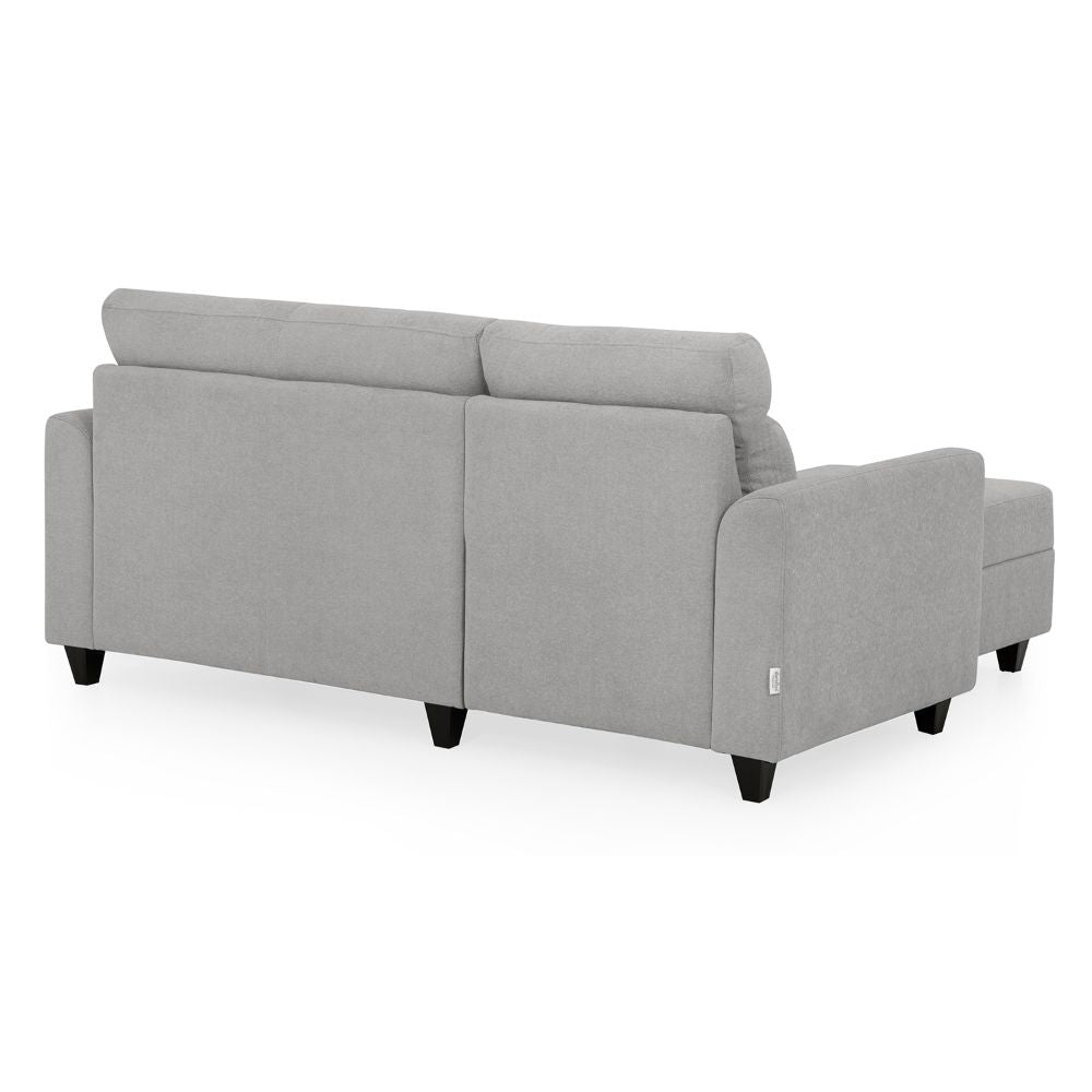 Zivo Plus Cloudy Gray Fabric 2 Seater Sofa with Lounger