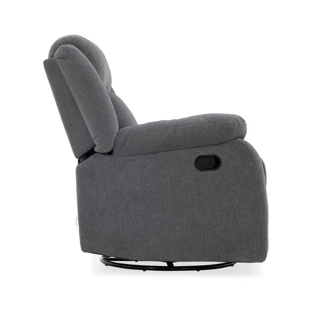 Avalon - Rocking & Revolving Single Seater Fabric Recliner in Graphite Grey Colour