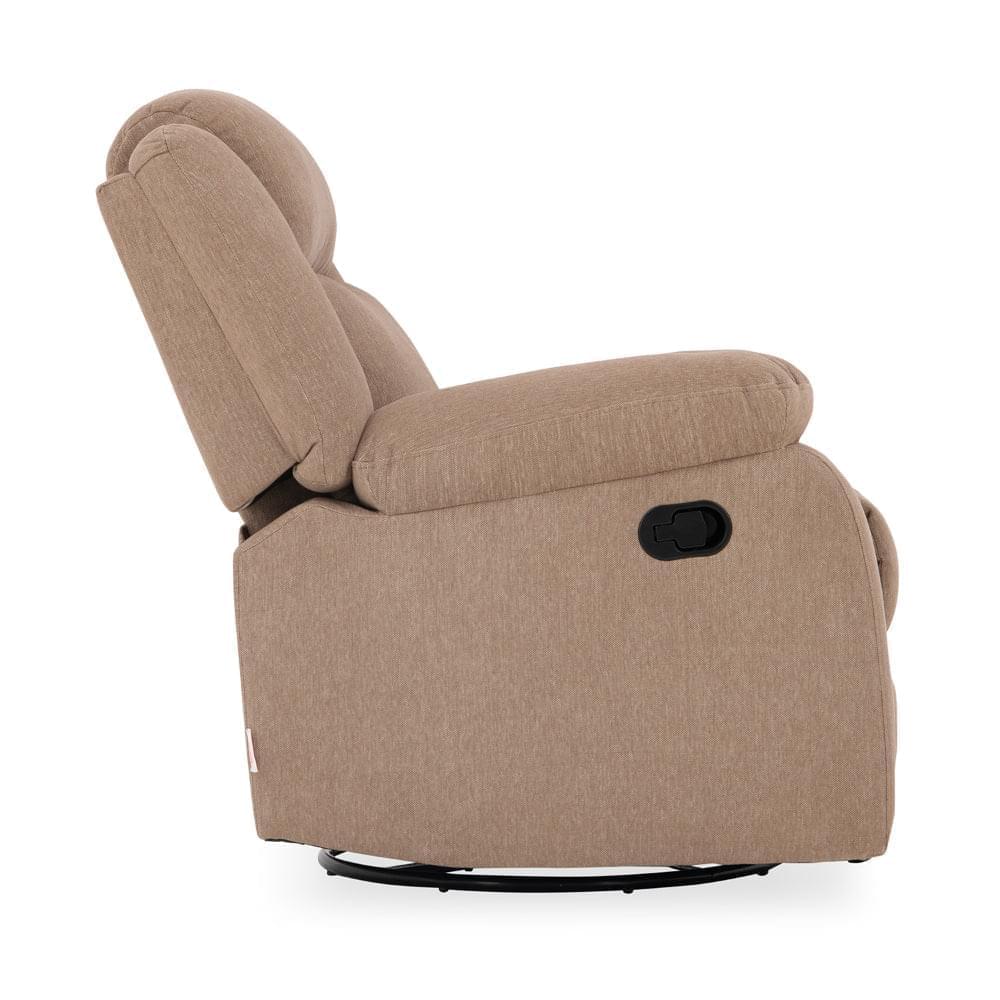 Avalon - Rocking & Revolving Single Seater Fabric Recliner in Plaster Brown Colour