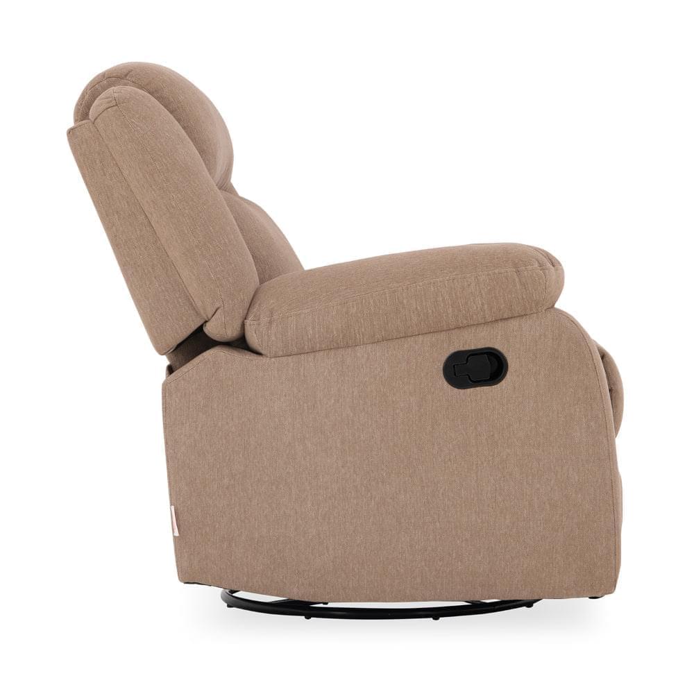 Avalon - Rocking & Rotating Single Seater Fabric Recliner in Plaster Brown Colour