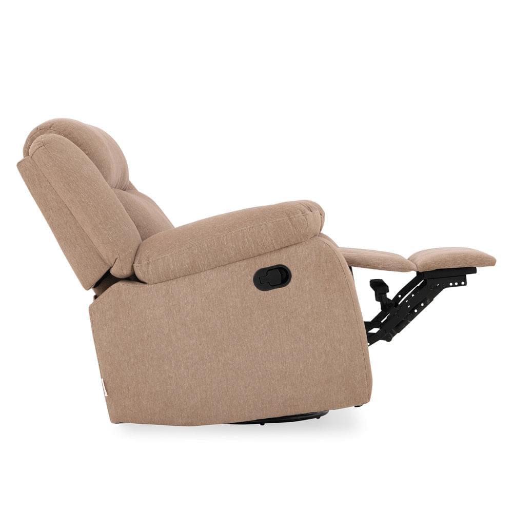 Avalon - Rocking & Revolving Single Seater Fabric Recliner in Plaster Brown Colour