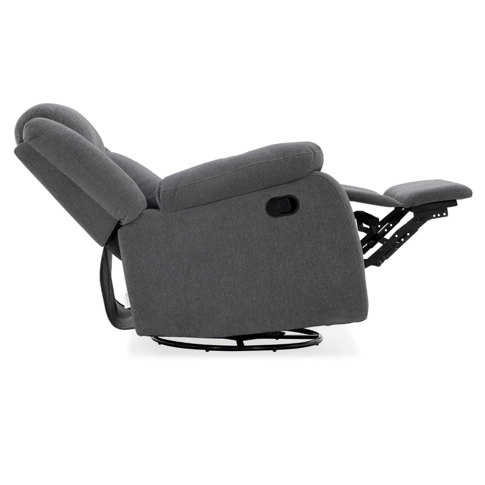 Avalon - Rocking & Revolving Single Seater Fabric Recliner in Graphite Grey Colour