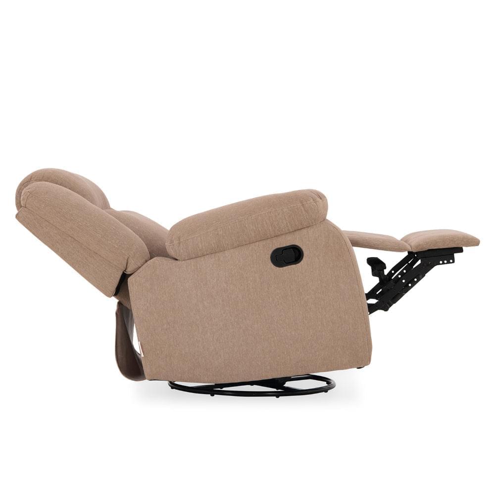 Avalon - Rocking & Rotating Single Seater Fabric Recliner in Plaster Brown Colour