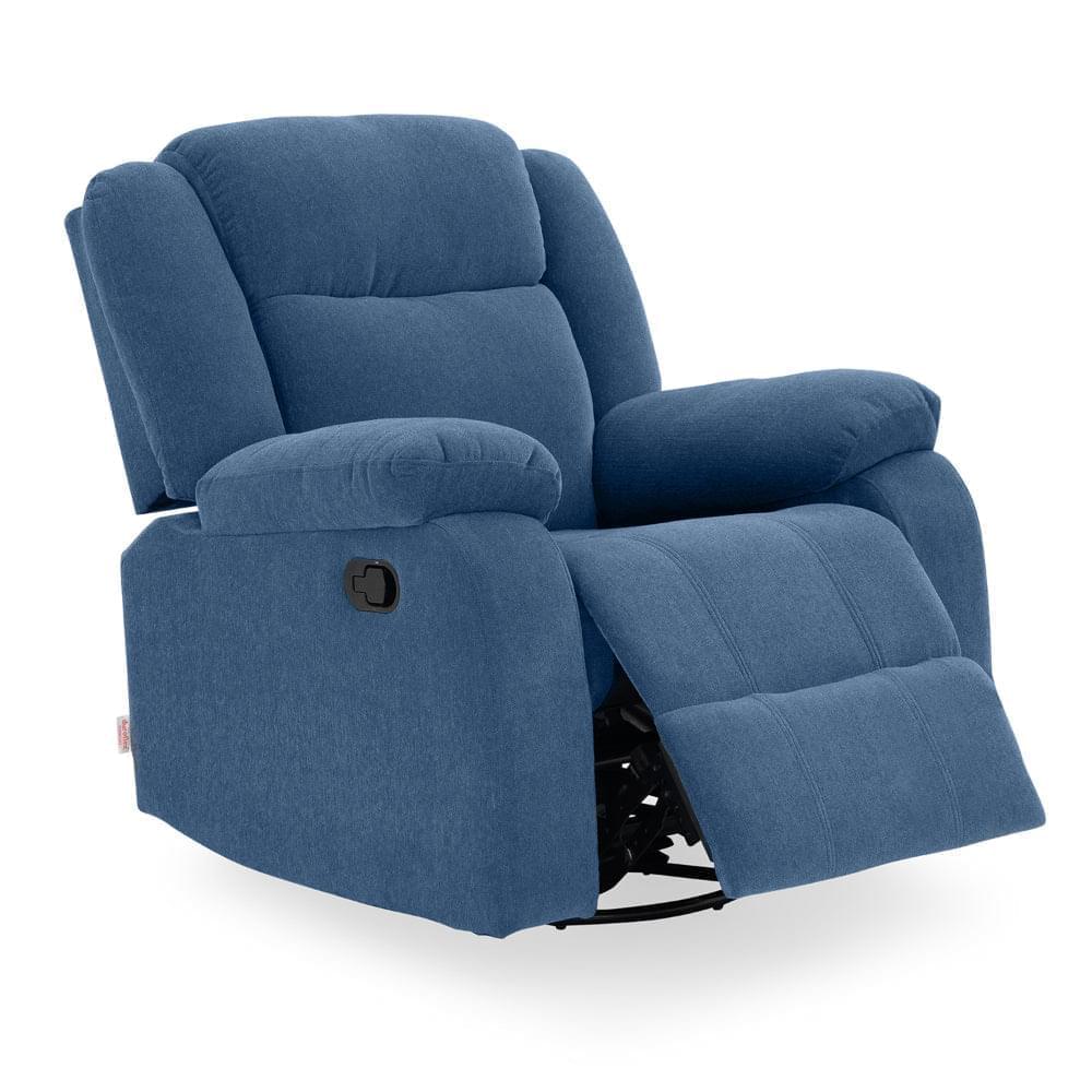 Avalon - Rocking & Rotating Single Seater Fabric Recliner in Twilight Blue Colour