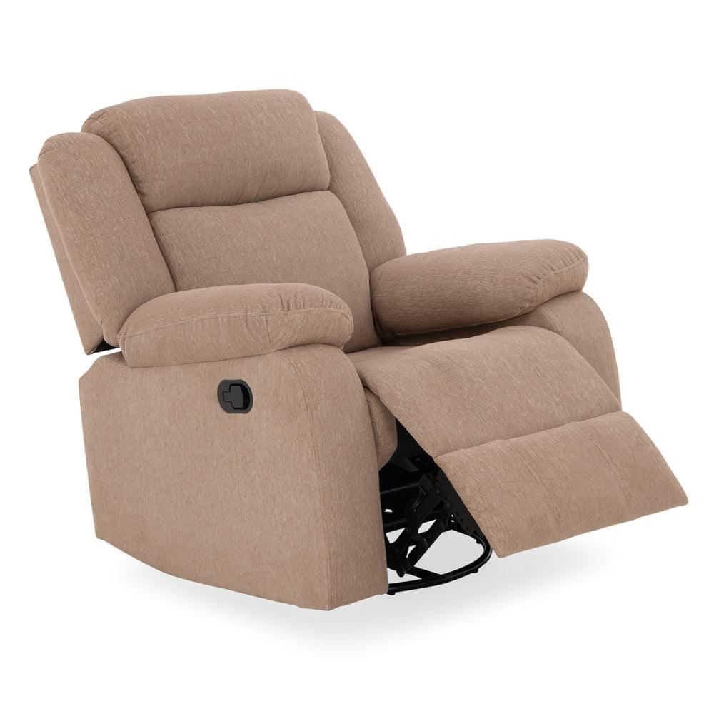 Avalon - Rocking & Rotating Fabric Recliner |  1 seater | Plaster Brown |  Duroflex Furniture