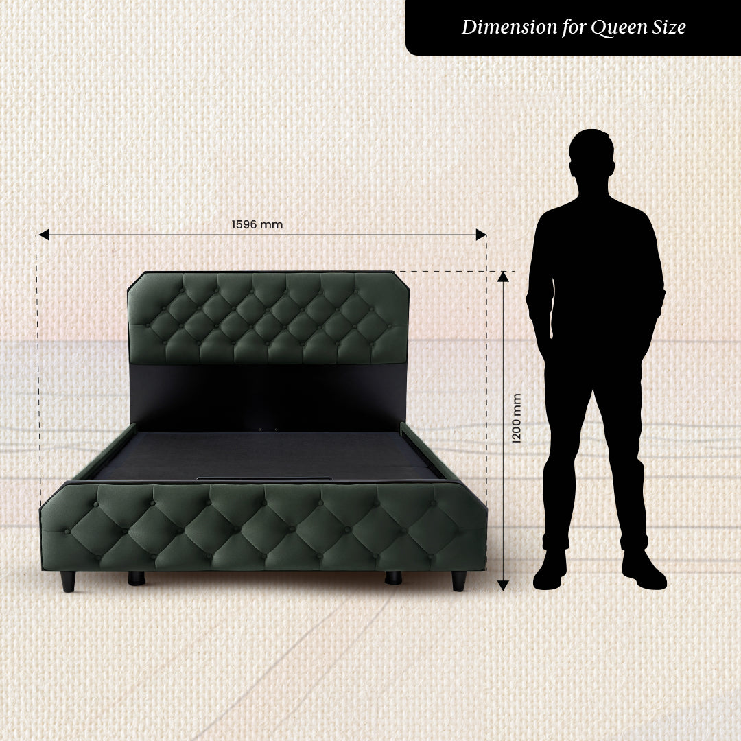 Wave Plus Adjustable Bed Serene Upholstered Bed (Green)+ Wave Kinect Reva Mattress 8"(20.3cm)