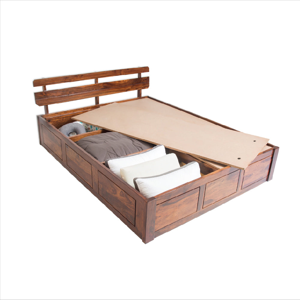Admire Sheesham Wood Bed With Storage | Solid wood | Traditional design | Duroflex Furniture