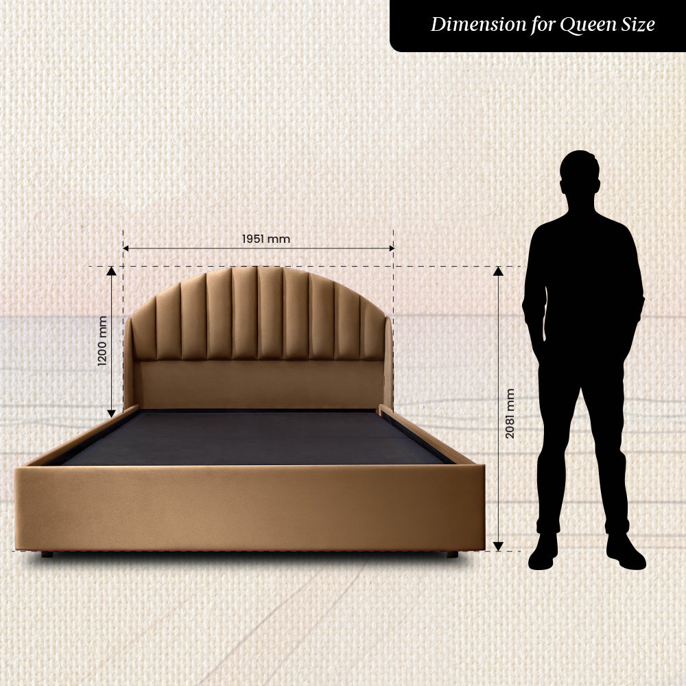 Wave Plus Adjustable Bed Celeste Upholstered Bed (Brown)+ Wave Kinect Strength Mattress 8"(20.3cm)