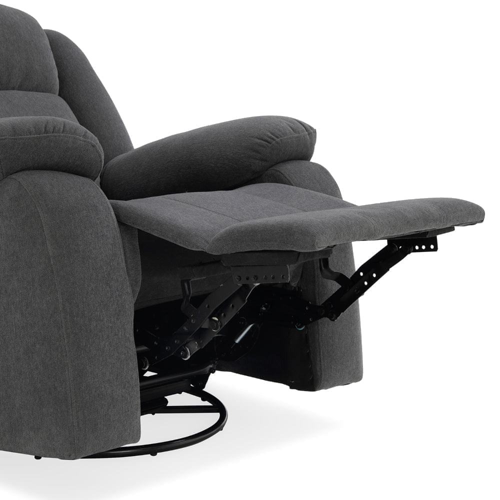 Avalon - Rocking & Revolving Single Seater Fabric Recliner in Graphite Grey Colour