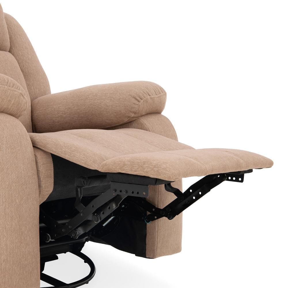 Avalon - Rocking & Revolving Single Seater Fabric Recliner in Plaster Brown Colour