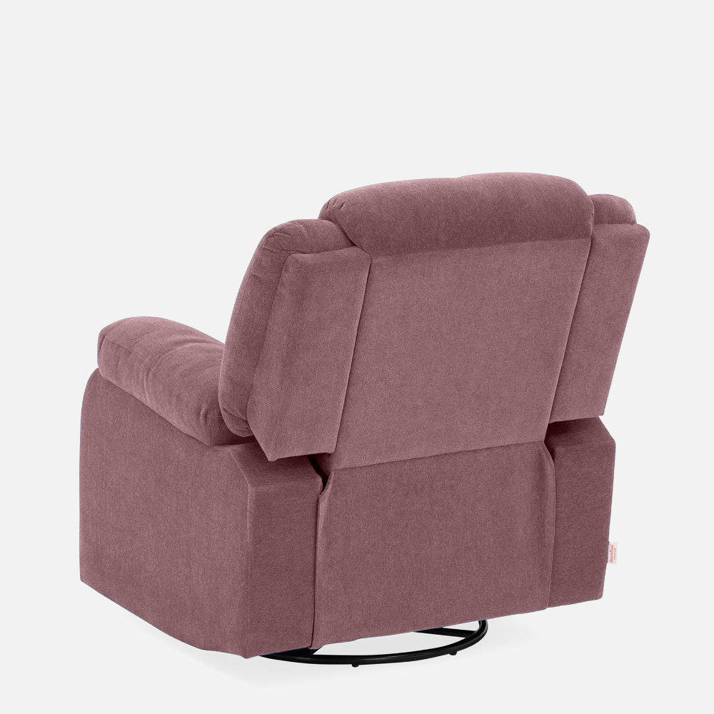 Avalon - Rocking & Rotating Fabric Recliner | 1 seater | Pink |  Duroflex Furniture