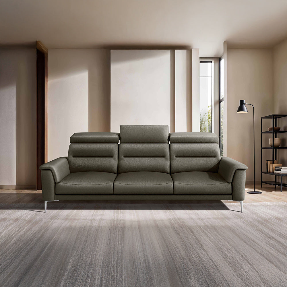 Cresendo 3 Seater Leatherette fabric - Pewter Grey
