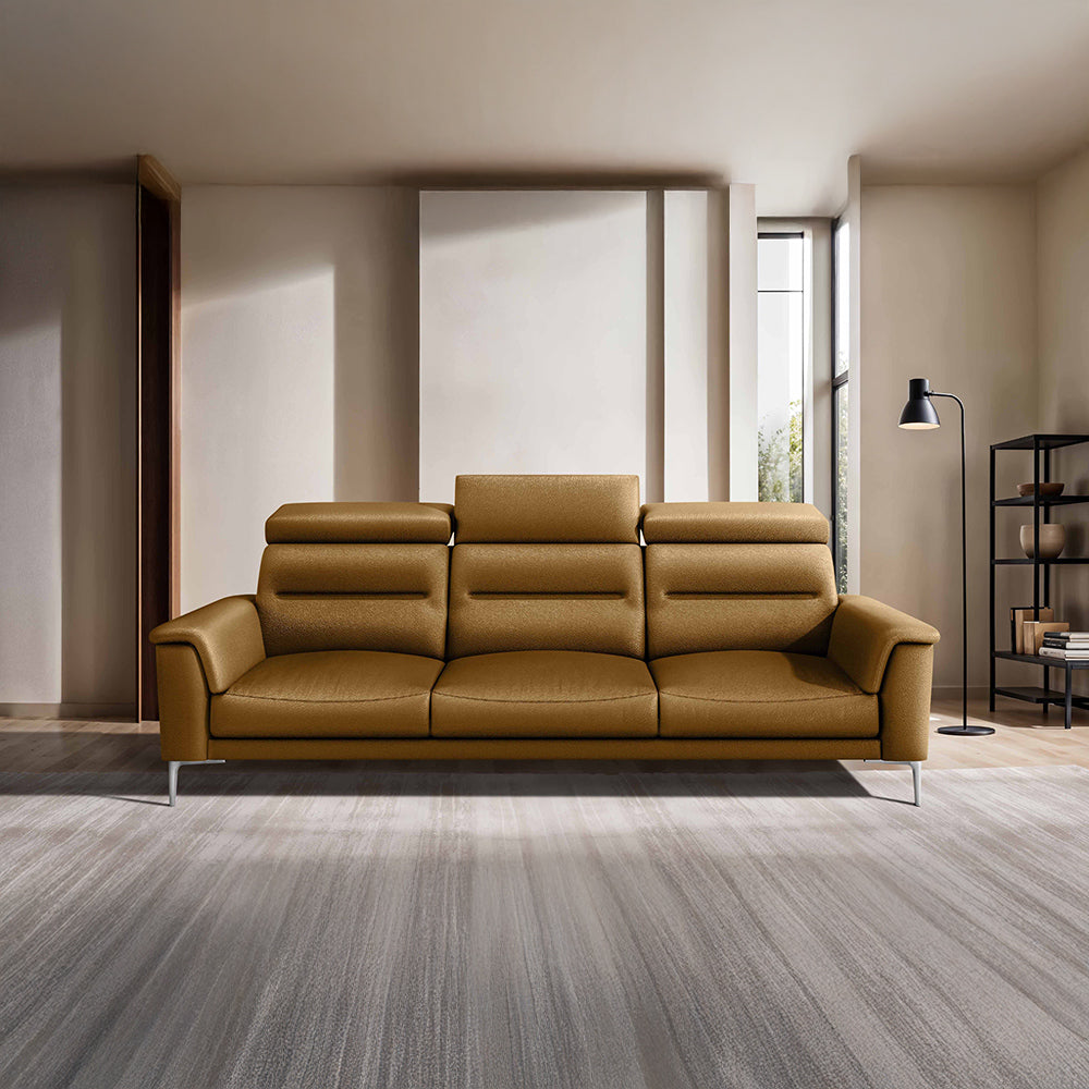 Cresendo 3 Seater Leatherette fabric - Tobacco Brown