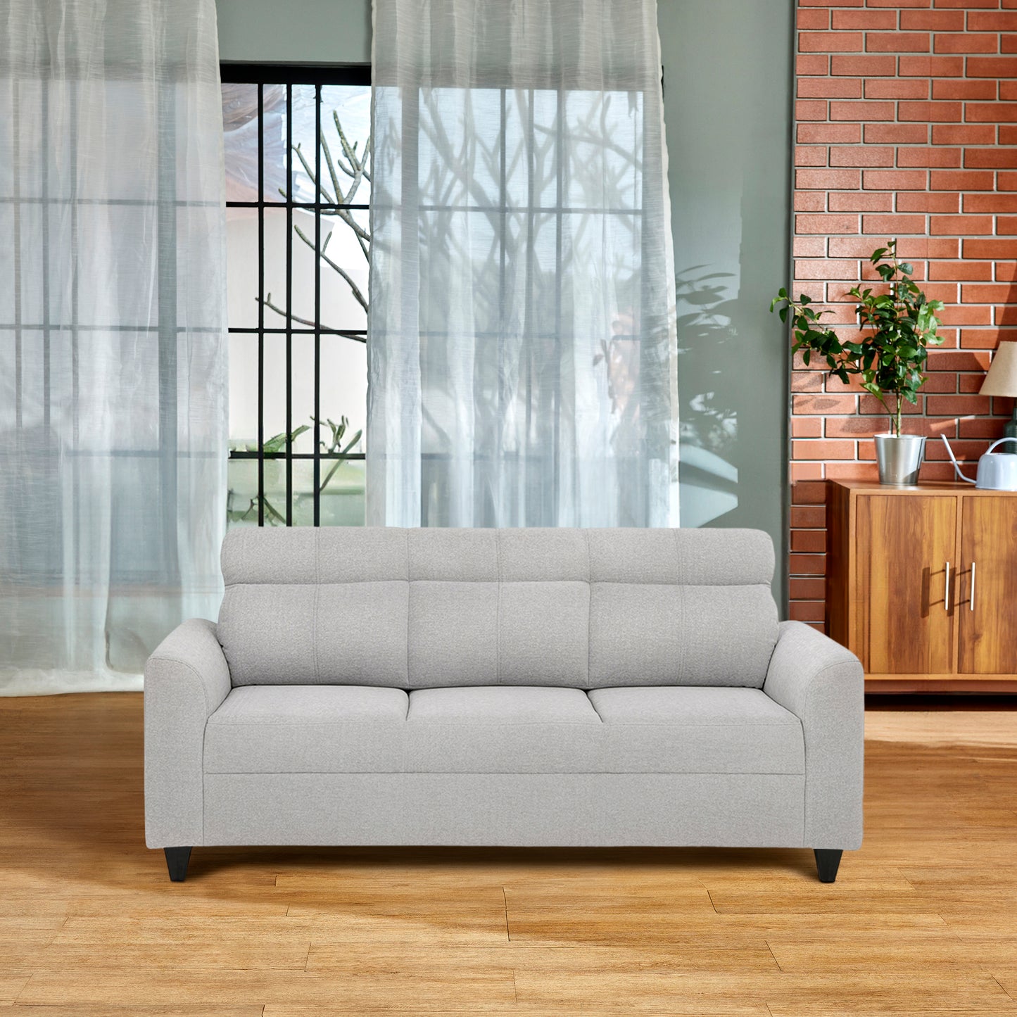 Zivo Plus Fabric Sofa | 3 seater | Cloudy Gray |  Duroflex Furniture