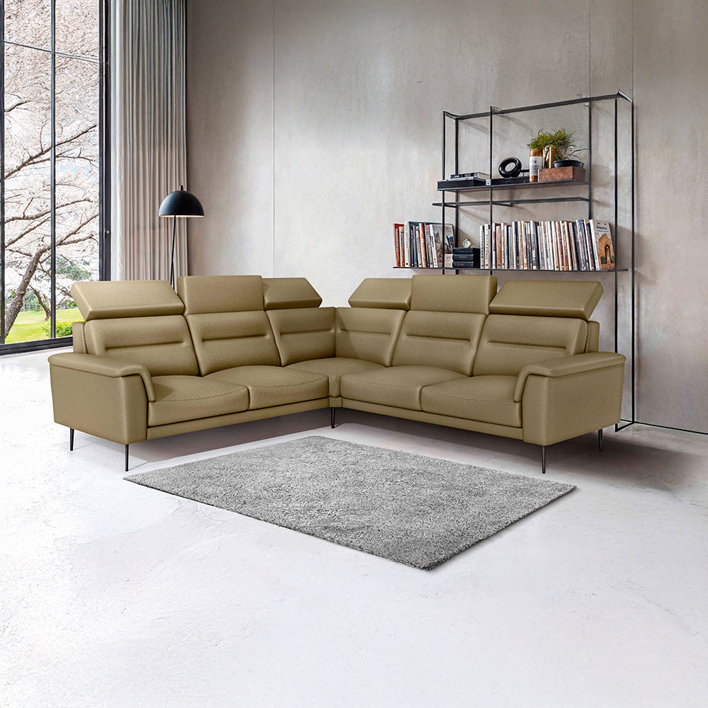 Crescendo 2 Seater + Corner + 2 Seater Leatherette Fabric - Pebble