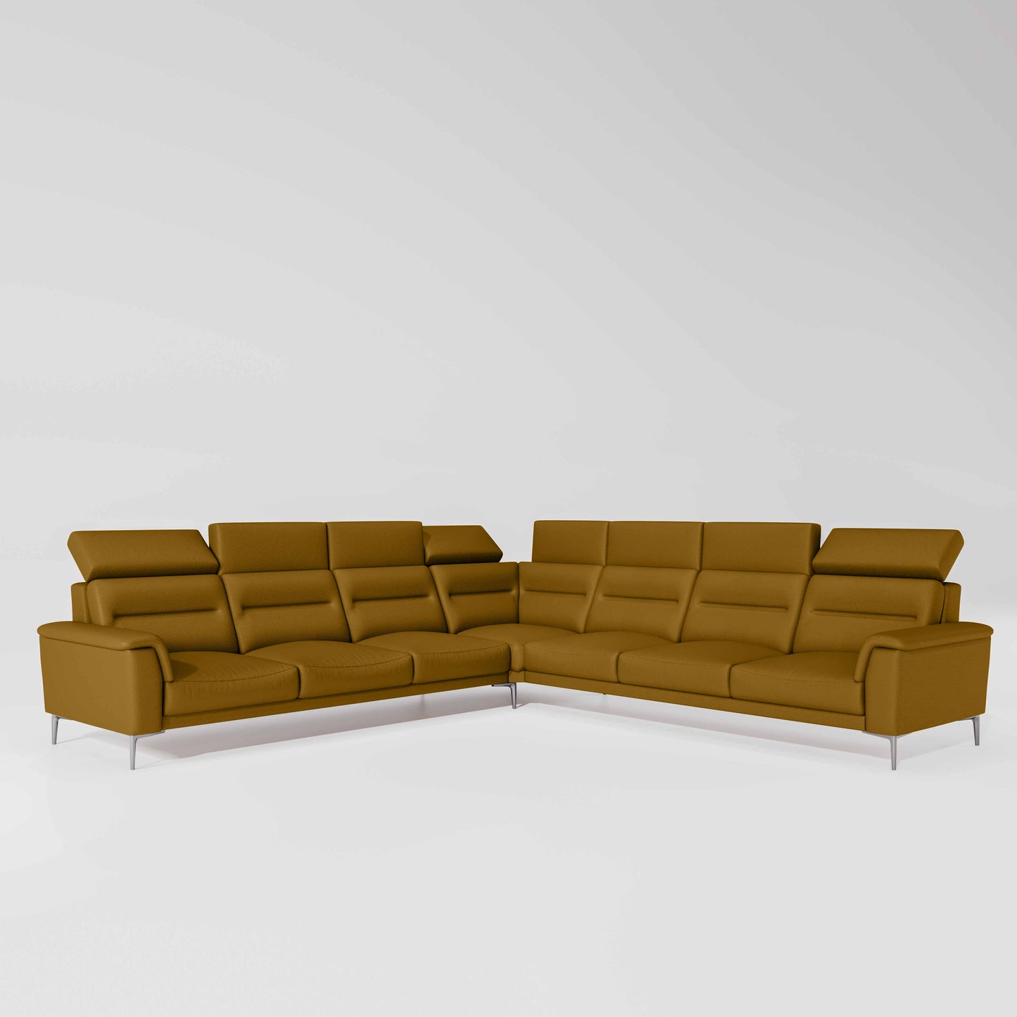 Crescendo 3 Seater + Corner + 3 Seater Leatherette Fabric - Golden Orange