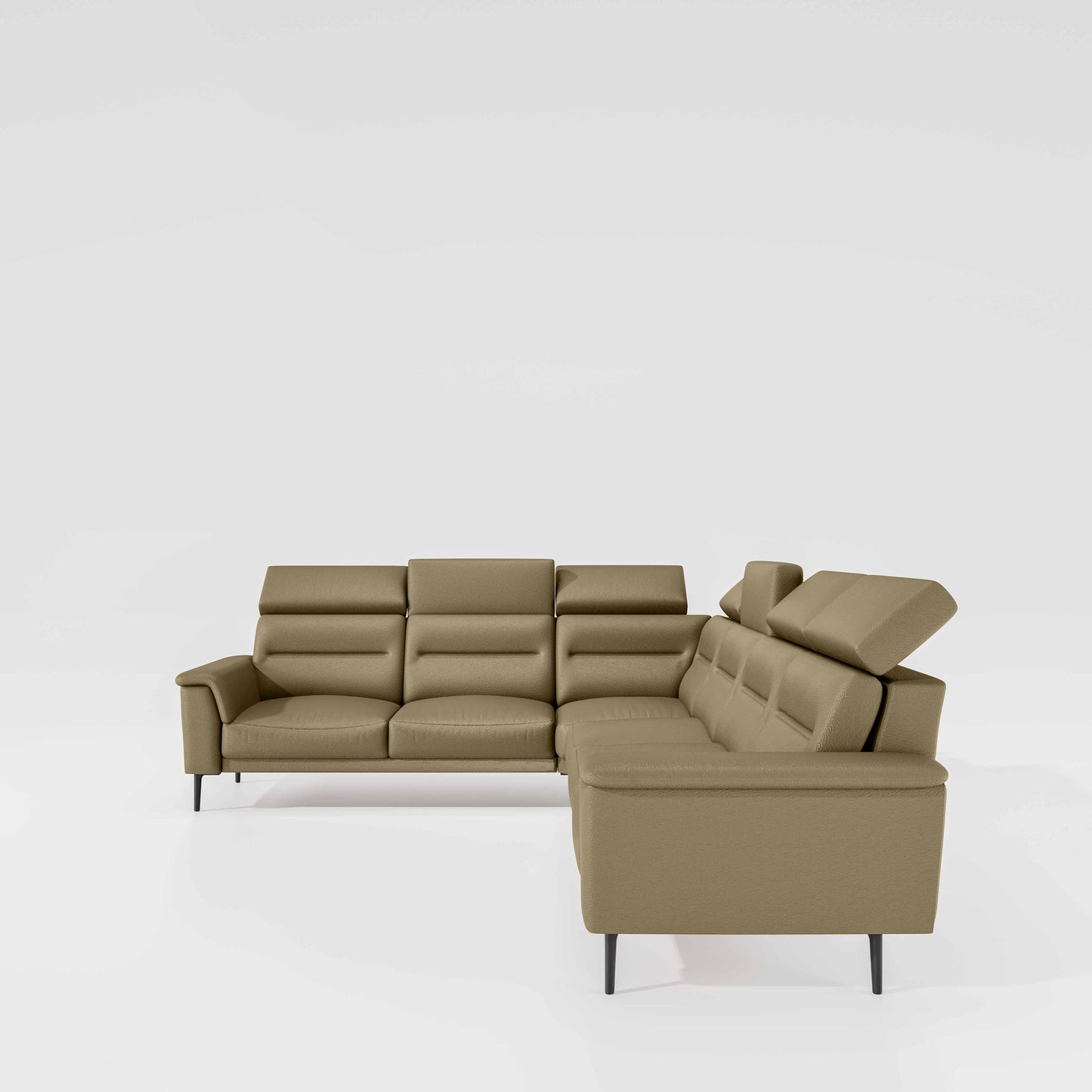 Crescendo 2 Seater + Corner + 3 Seater Leatherette Fabric - Pebble