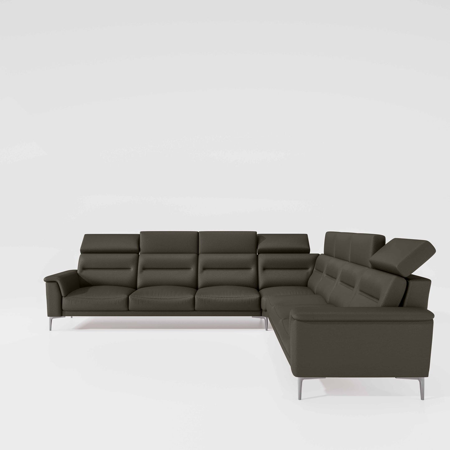 Crescendo 3 Seater + Corner + 3 Seater Leatherette Fabric - Pewter Grey
