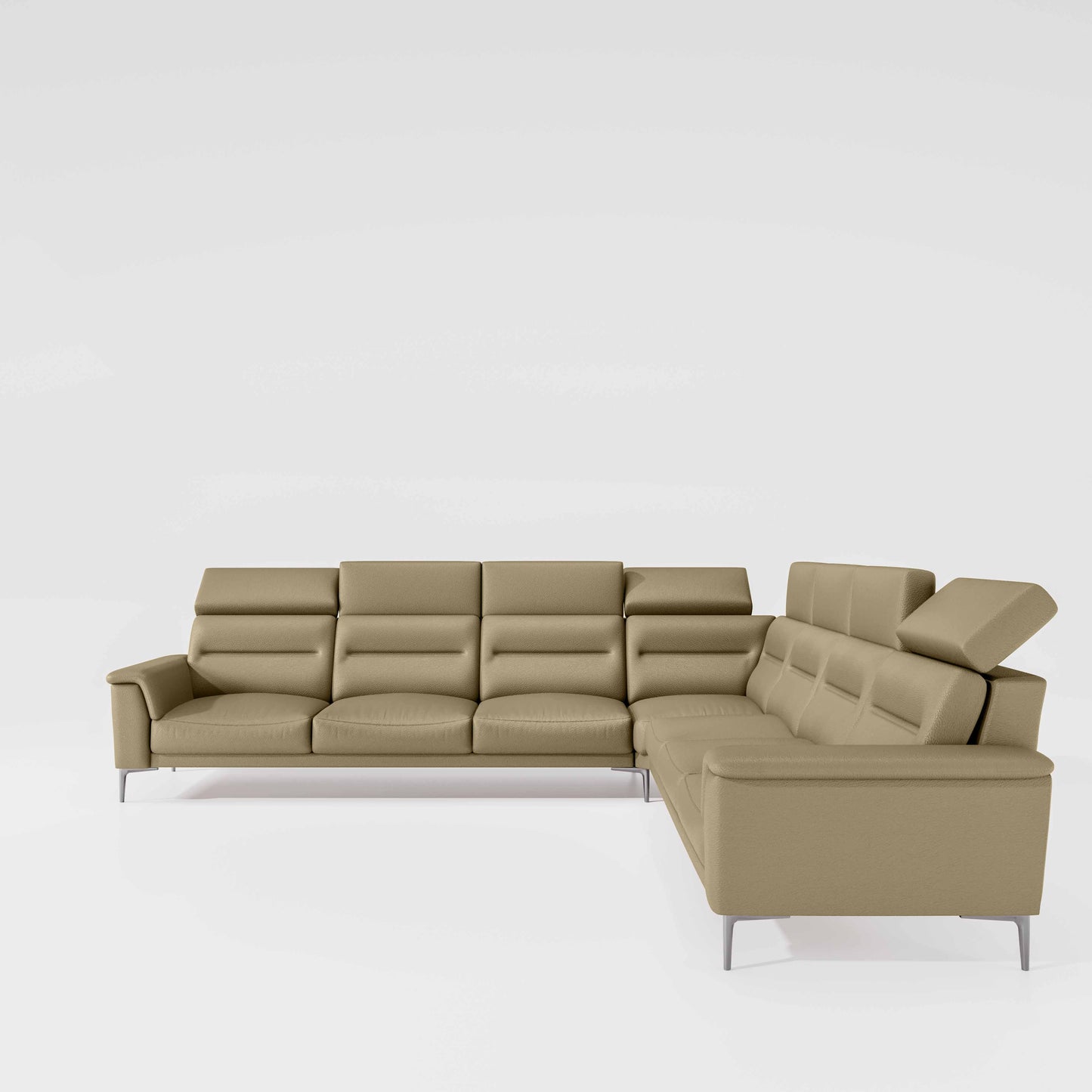 Crescendo 3 Seater + Corner + 3 Seater Leatherette Fabric - Pebble