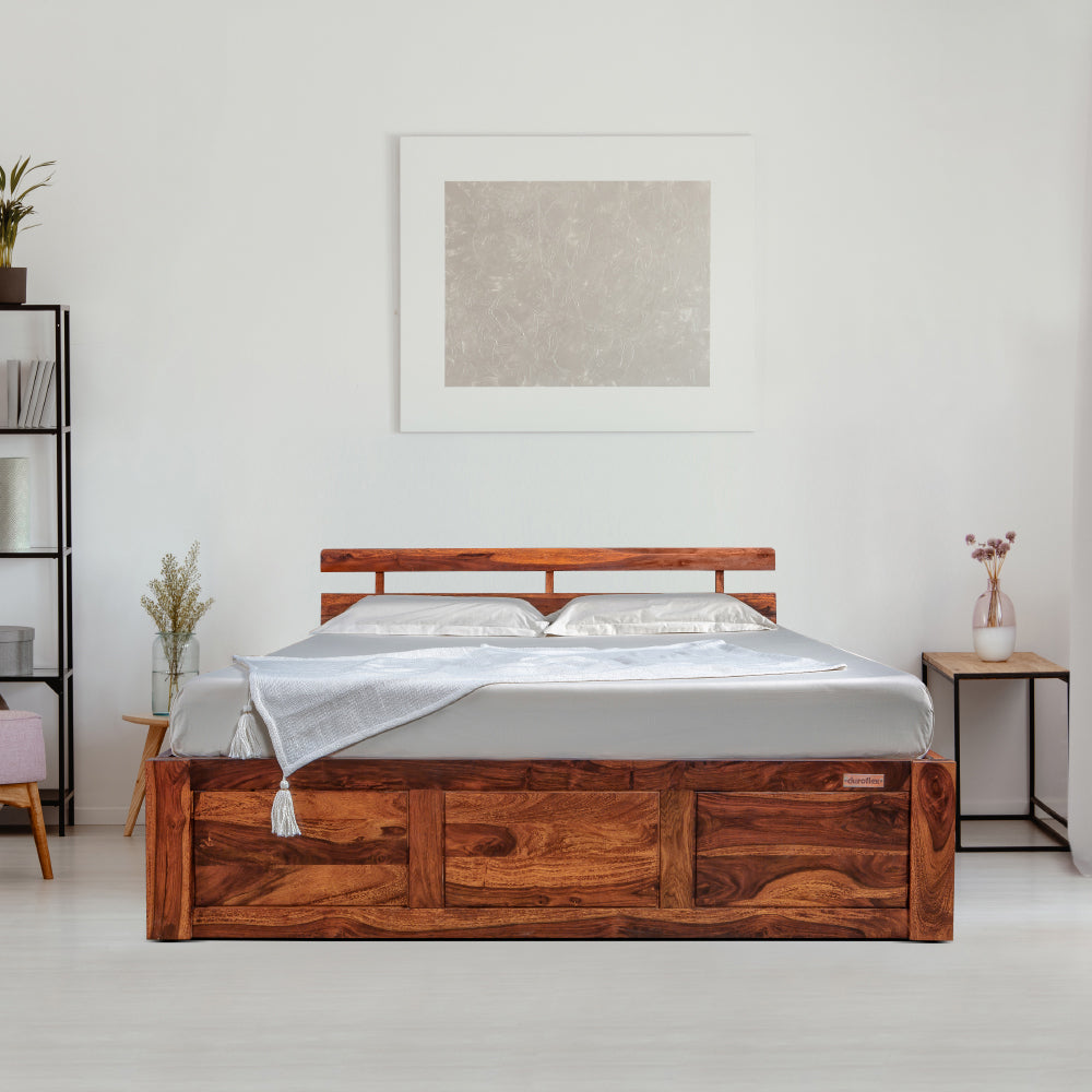 Admire Sheesham Wood Bed With Storage | Solid wood | Traditional design | Duroflex Furniture