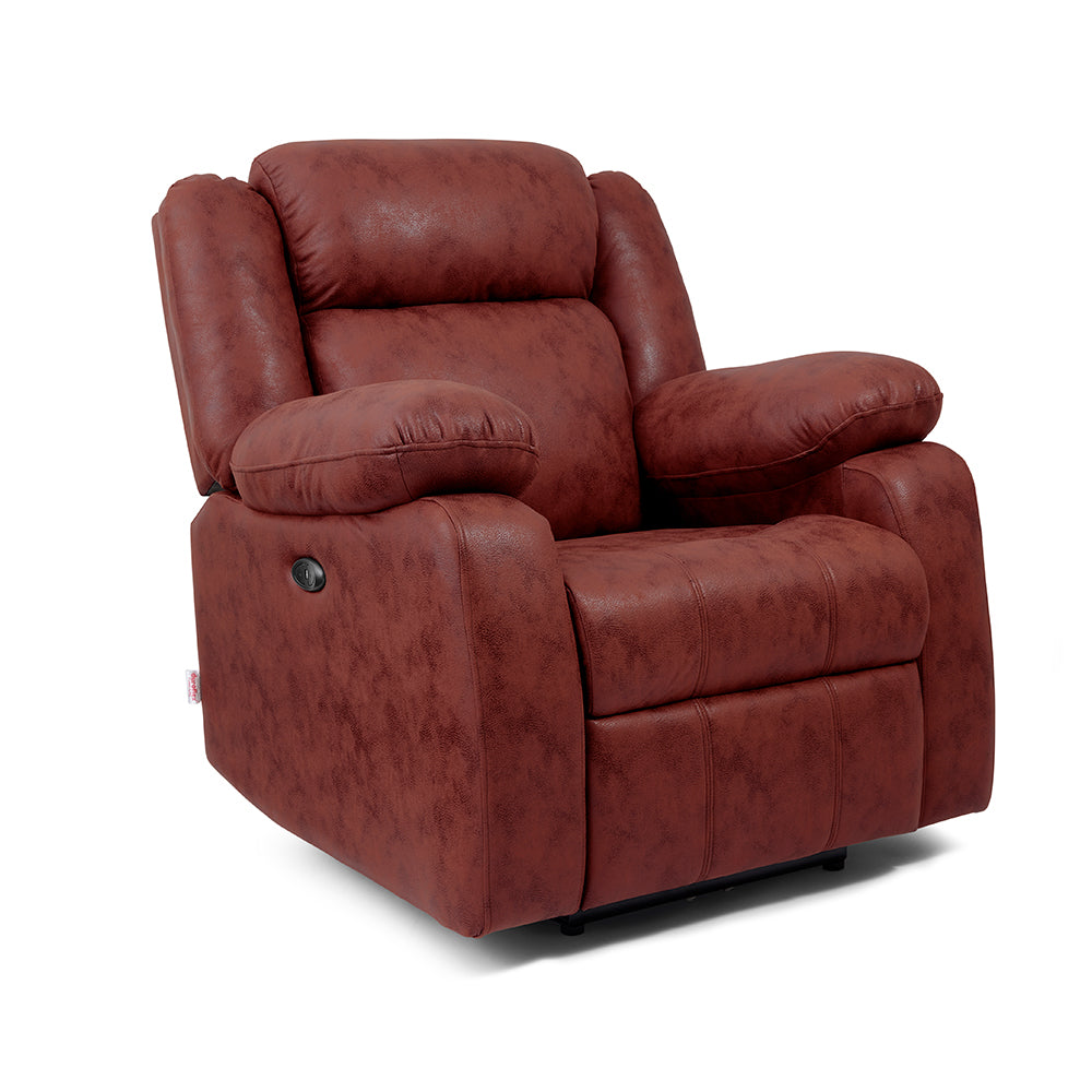 Avalon Motorized Electric Powered  Suede Recliner |  1 seater | Crimson Red |  Duroflex Furniture