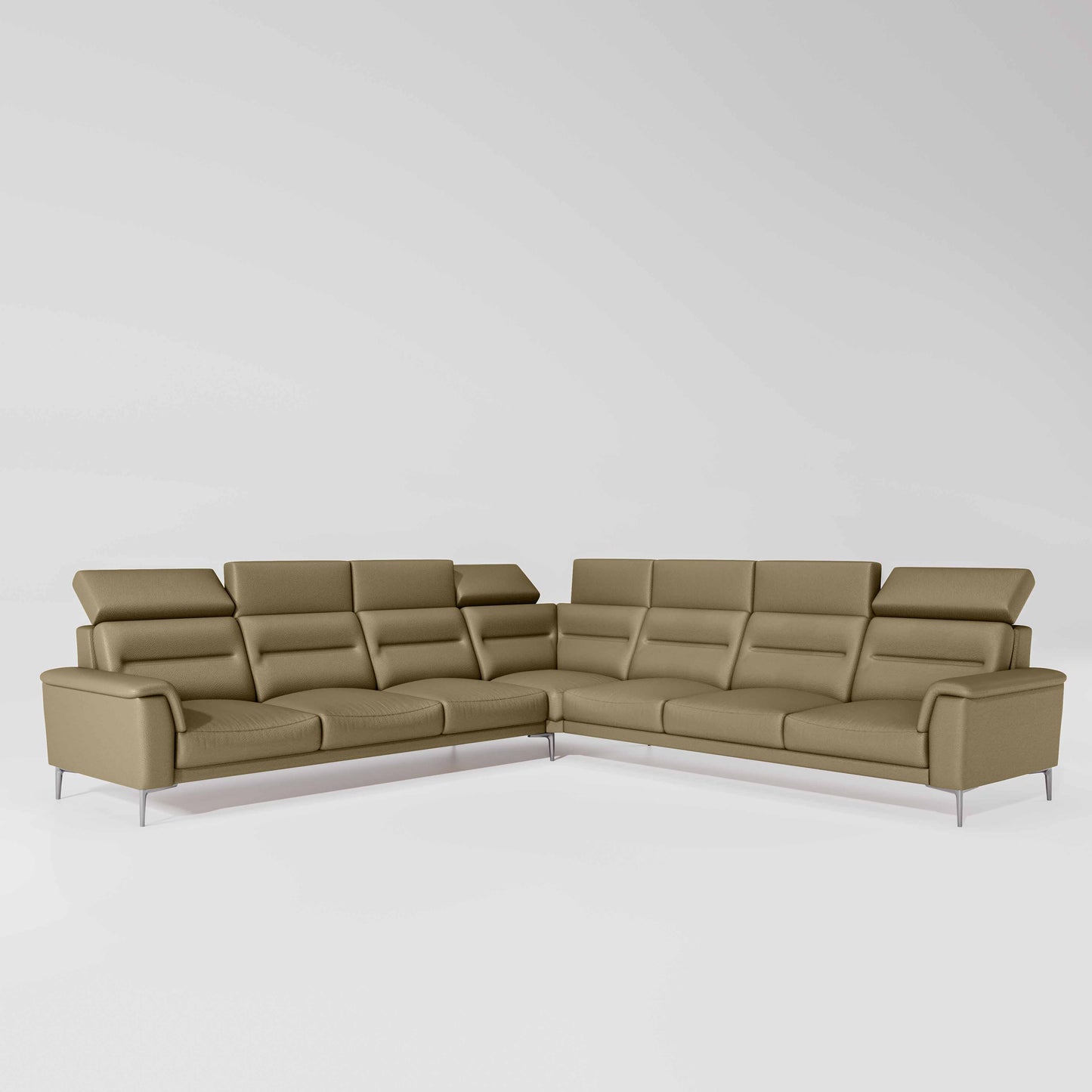 Crescendo 3 Seater + Corner + 3 Seater Leatherette Fabric - Pebble