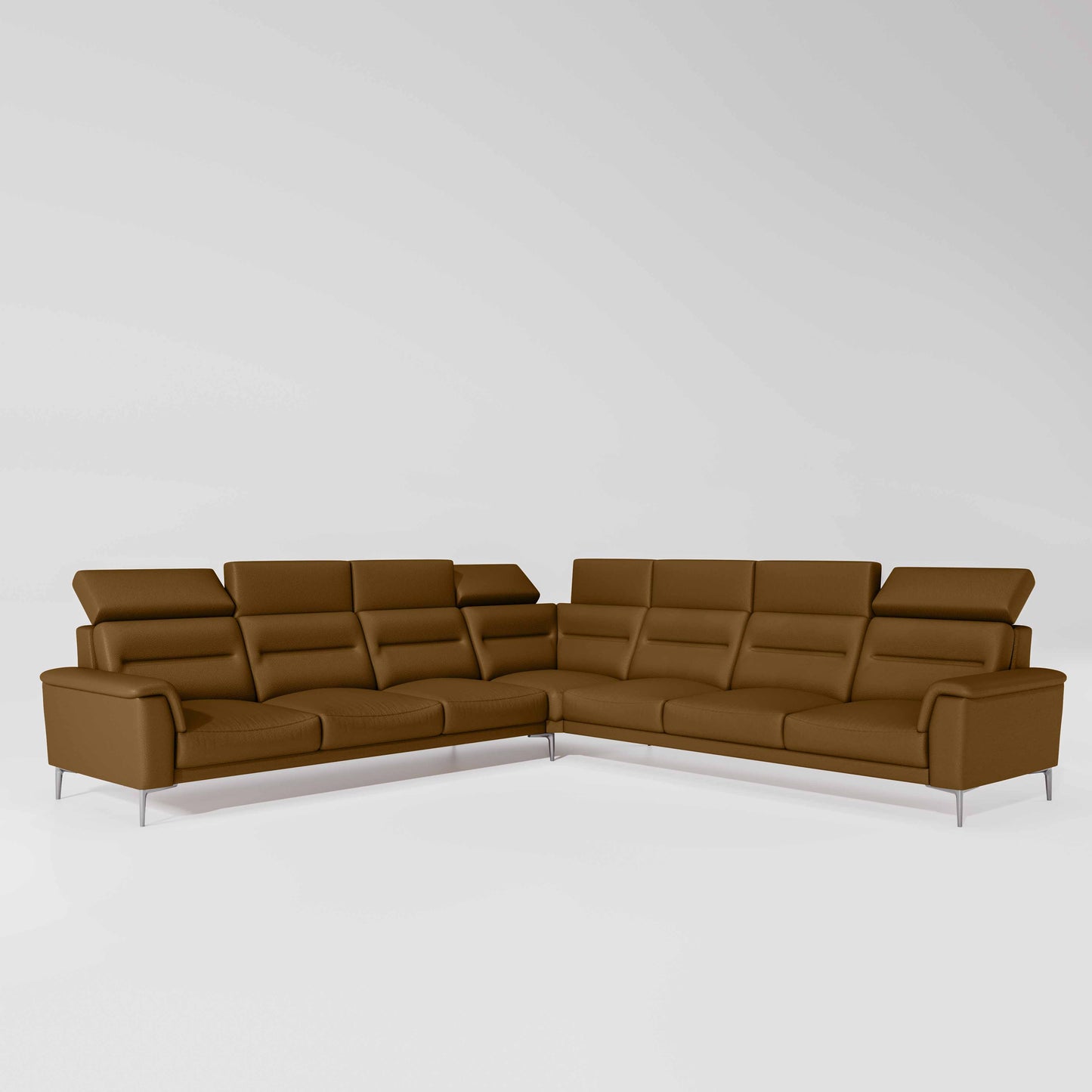 Crescendo 3 Seater + Corner + 3 Seater Leatherette Fabric - Tobacco Brown