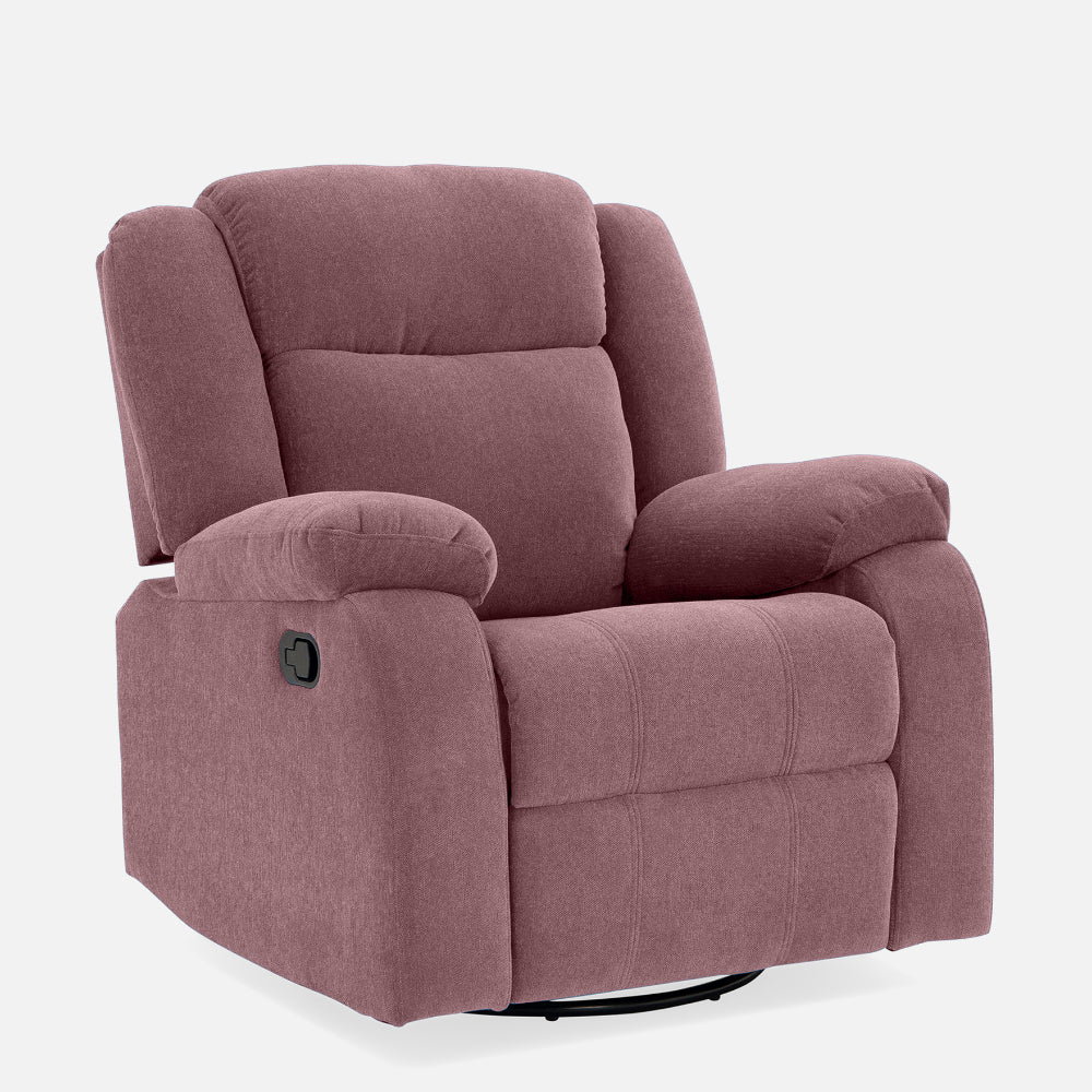 Avalon - Rocking & Rotating Fabric Recliner | 1 seater | Pink |  Duroflex Furniture