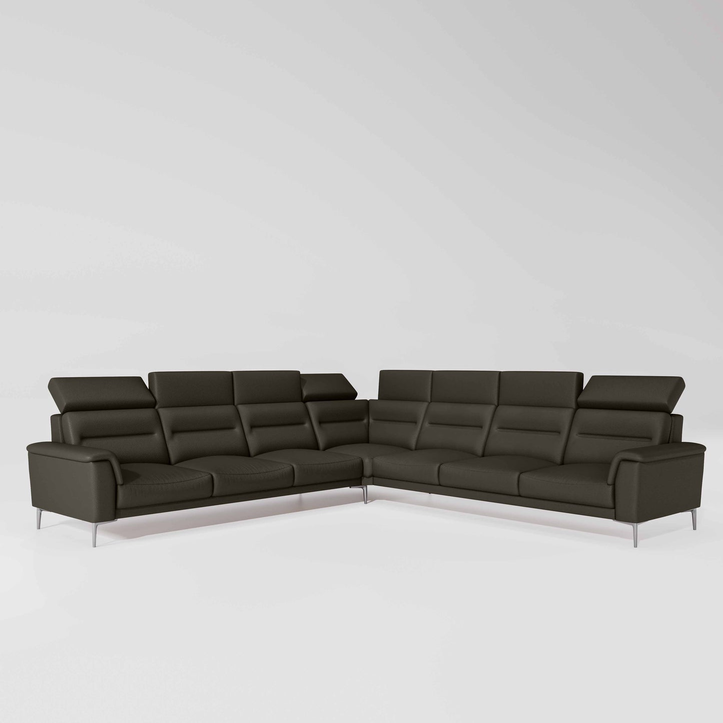 Crescendo 3 Seater + Corner + 3 Seater Leatherette Fabric - Pewter Grey