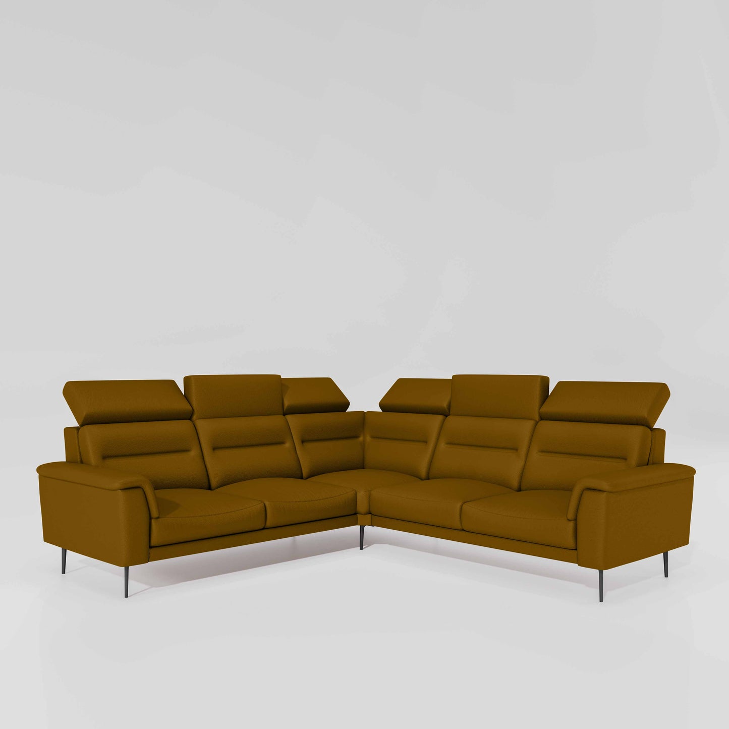 Crescendo 2 Seater + Corner + 2 Seater Leatherette Fabric - Golden Orange