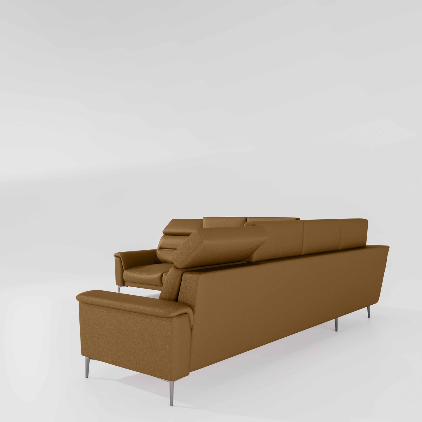 Crescendo 3 Seater + Corner + 3 Seater Leatherette Fabric - Tobacco Brown
