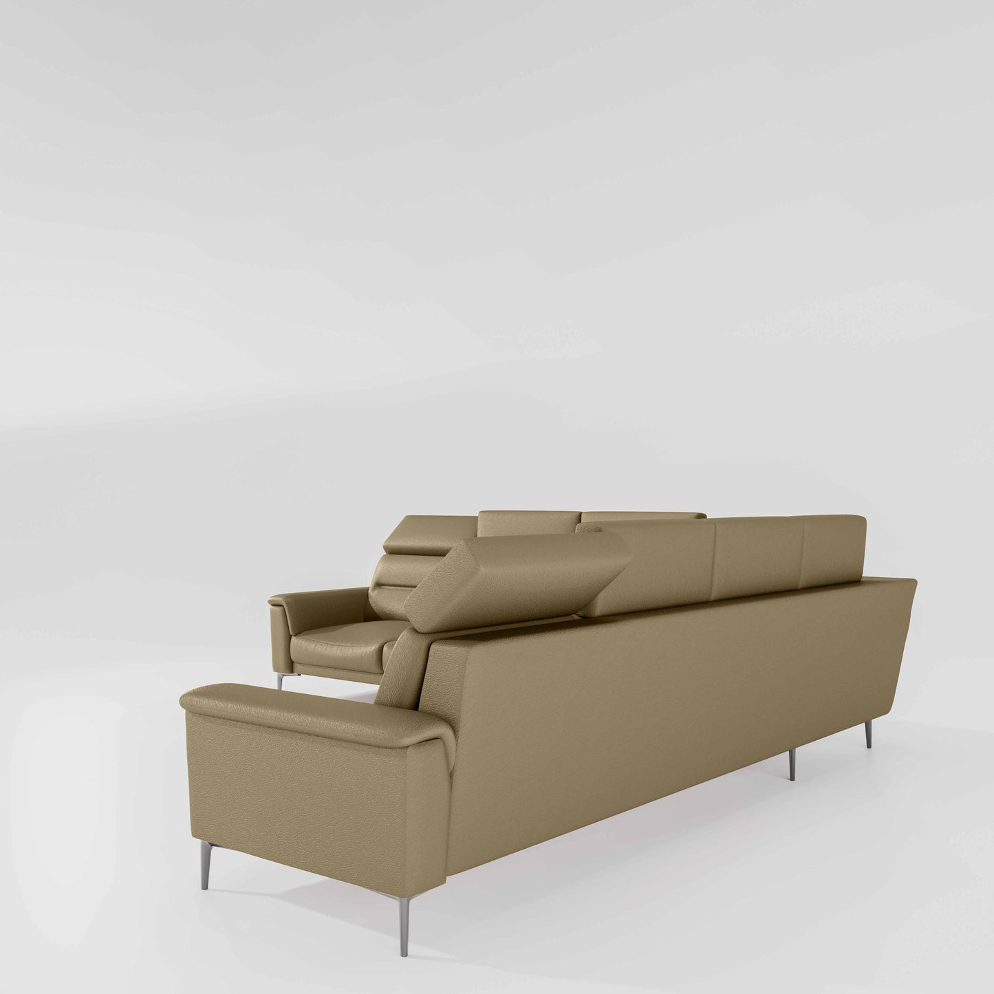 Crescendo 3 Seater + Corner + 3 Seater Leatherette Fabric - Pebble