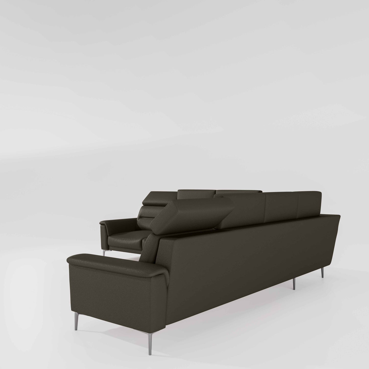 Crescendo 3 Seater + Corner + 3 Seater Leatherette Fabric - Pewter Grey