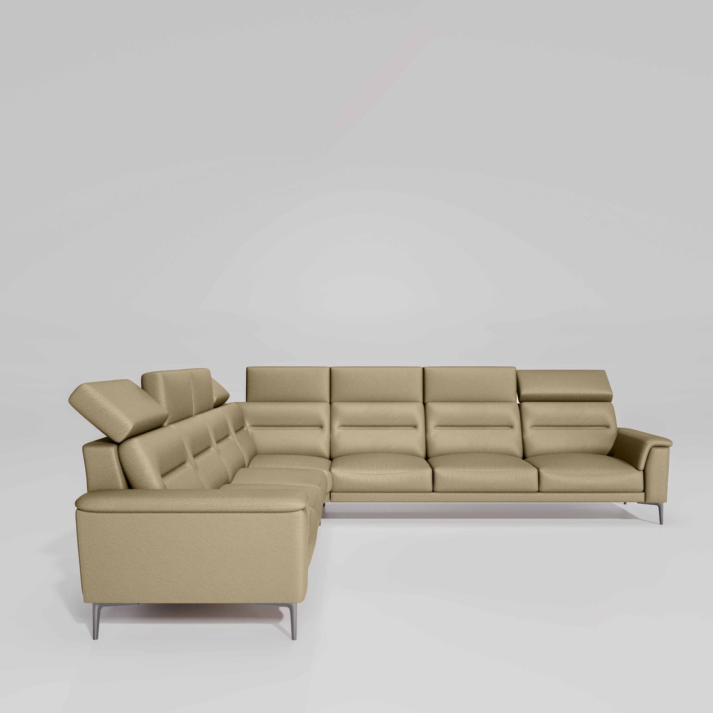 Crescendo 3 Seater + Corner + 3 Seater Leatherette Fabric - Pebble