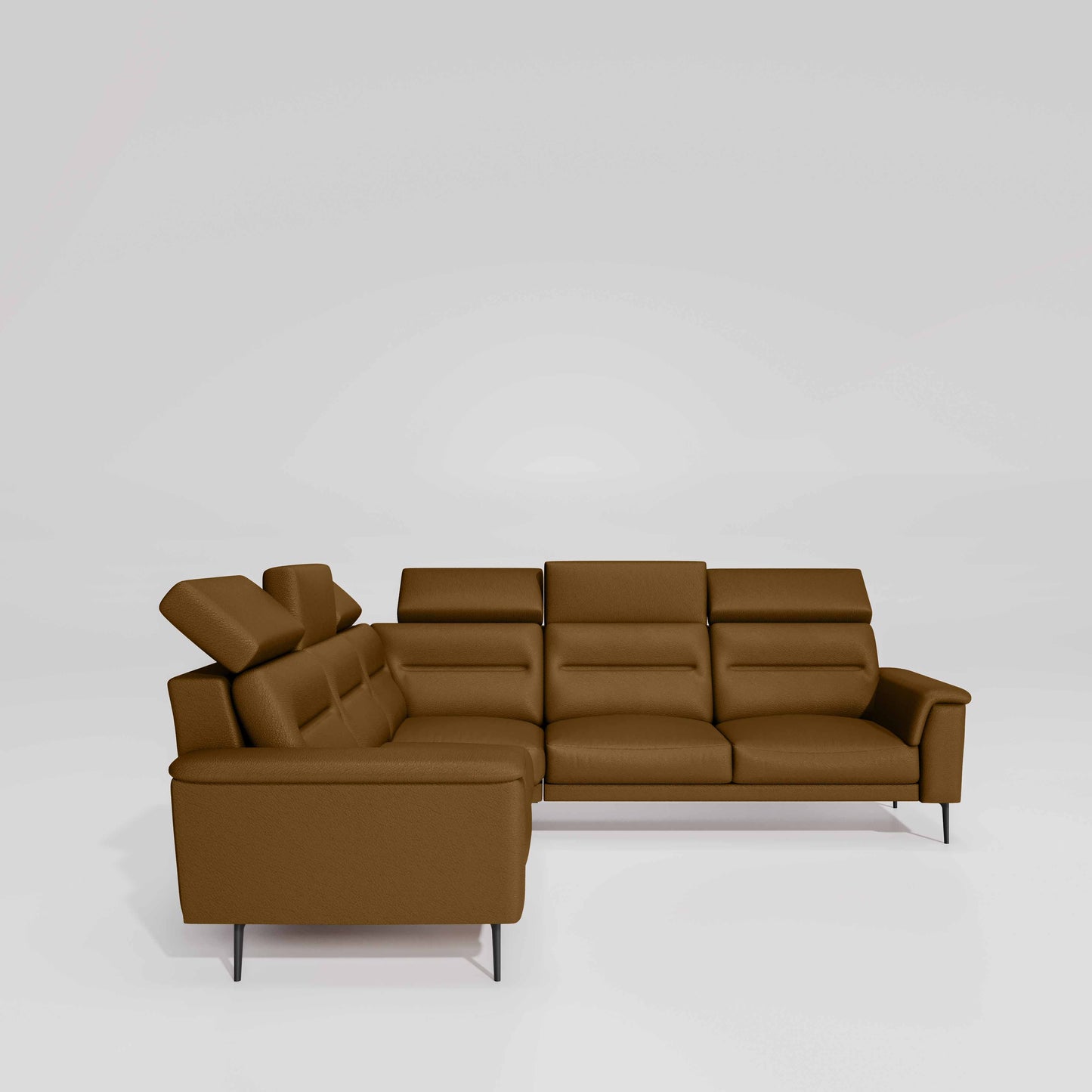 Crescendo 2 Seater + Corner + 2 Seater Leatherette Fabric - Tobacco Brown