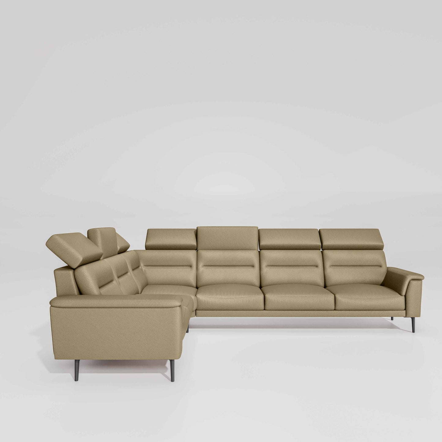 Crescendo 2 Seater + Corner + 3 Seater Leatherette Fabric - Pebble