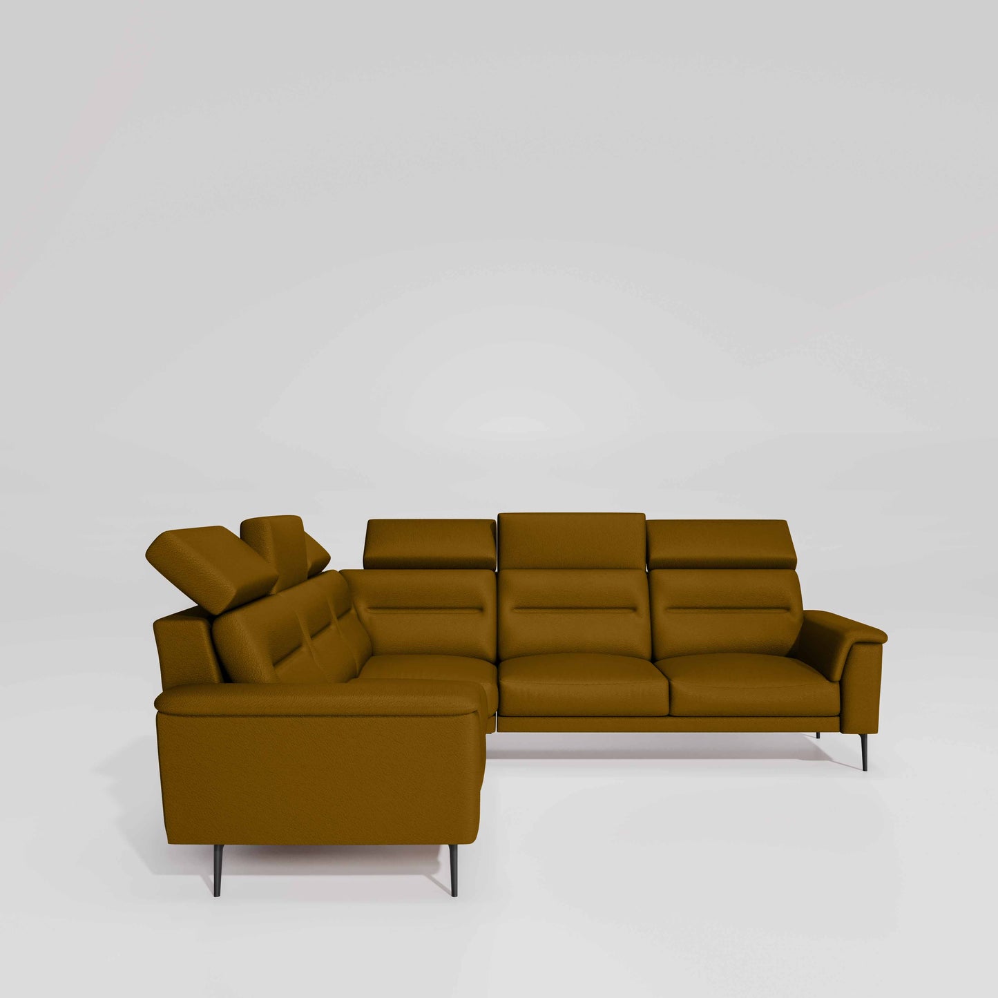 Crescendo 2 Seater + Corner + 2 Seater Leatherette Fabric - Golden Orange