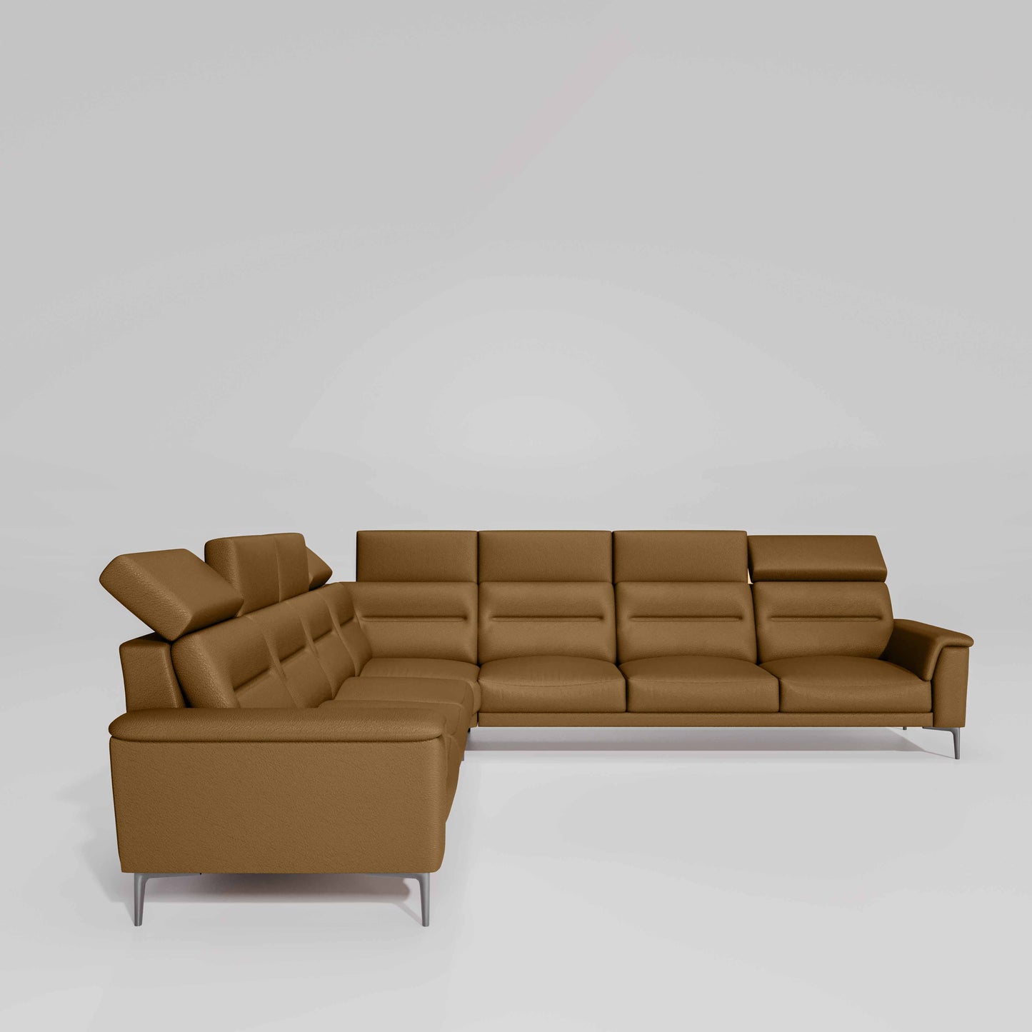 Crescendo 3 Seater + Corner + 3 Seater Leatherette Fabric - Tobacco Brown