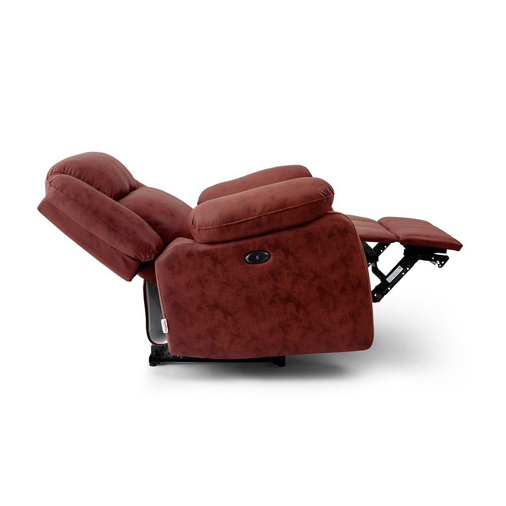 Avalon Motorized Electric Powered  Suede Recliner |  1 seater | Crimson Red |  Duroflex Furniture