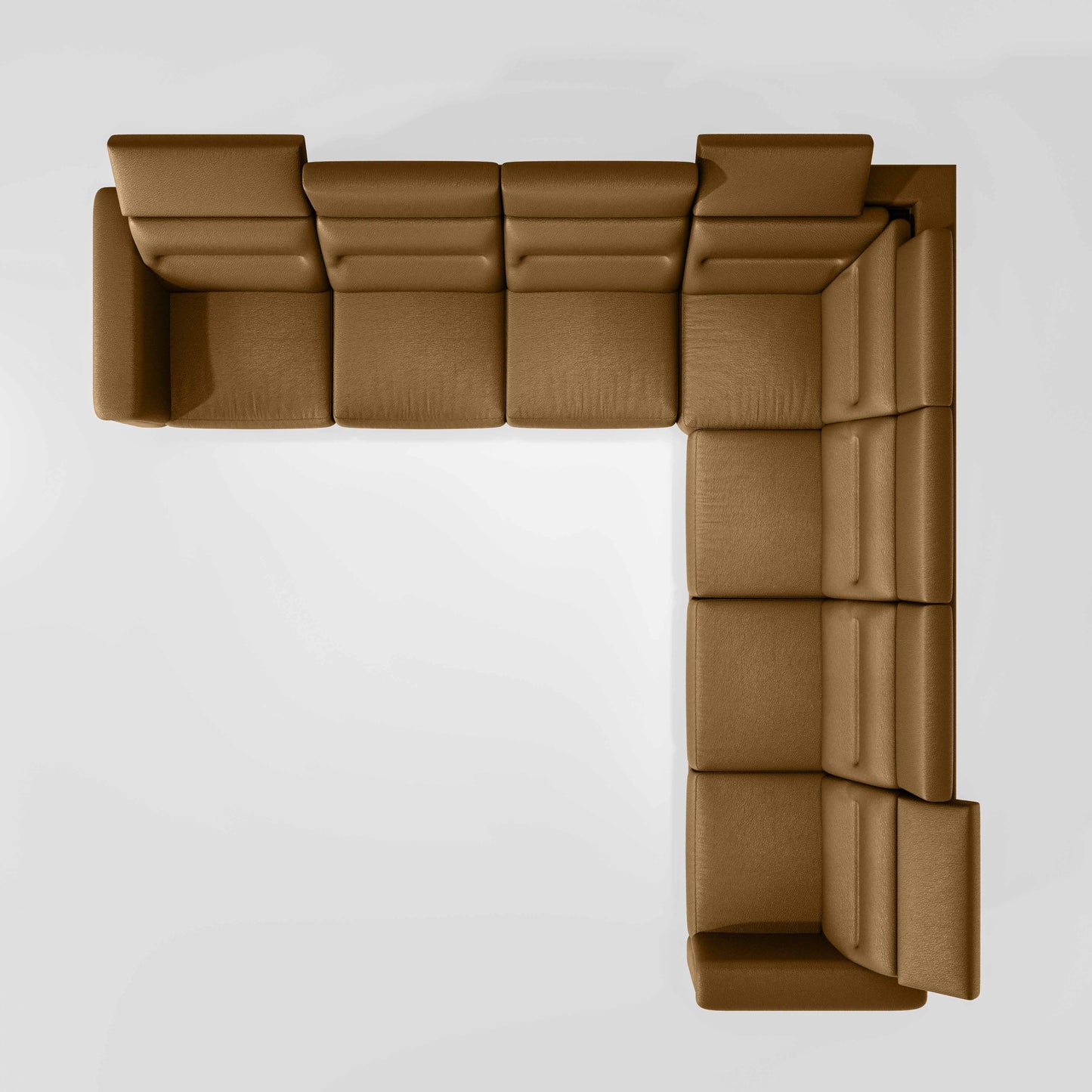 Crescendo 3 Seater + Corner + 3 Seater Leatherette Fabric - Tobacco Brown
