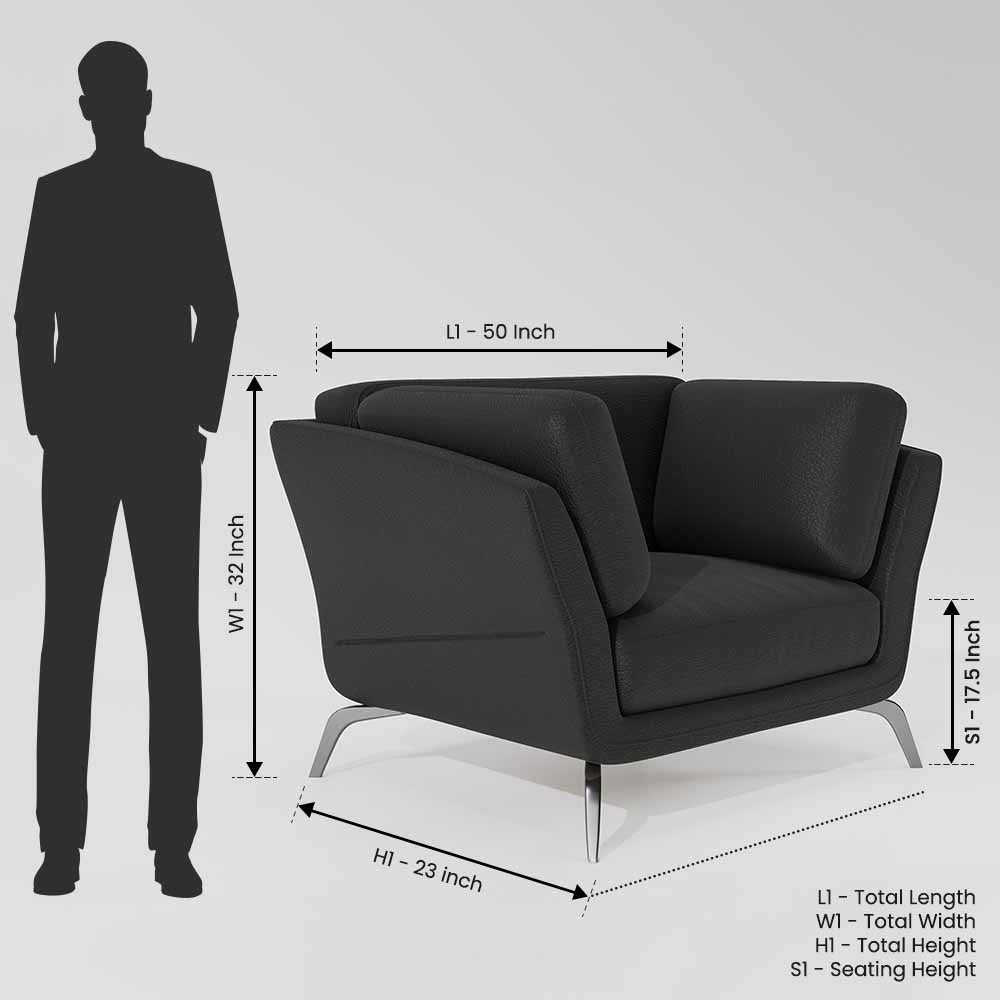 Symphony 1 Seater Suede fabric - Steel Grey