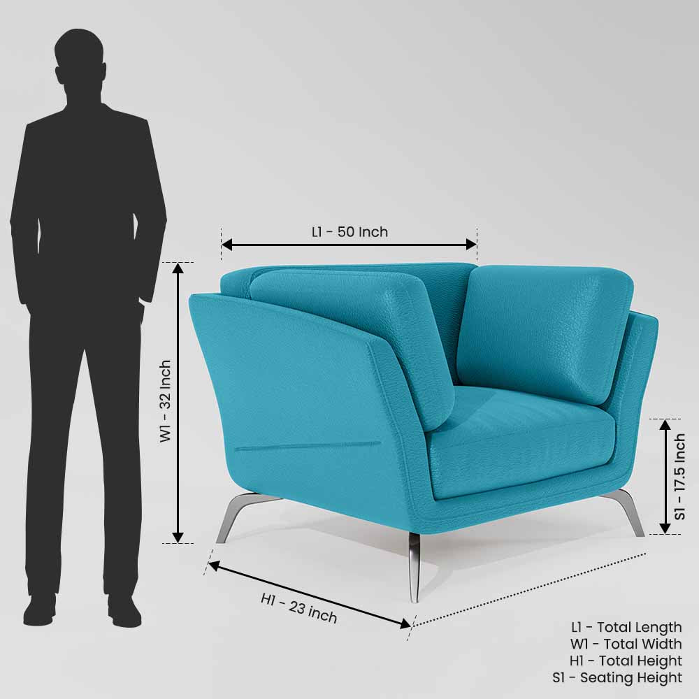 Symphony 1 Seater Suede fabric - Celestial Blue