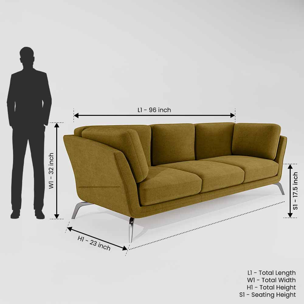 Symphony 3 Seater Water & Stain Repellent Fabric - Honey