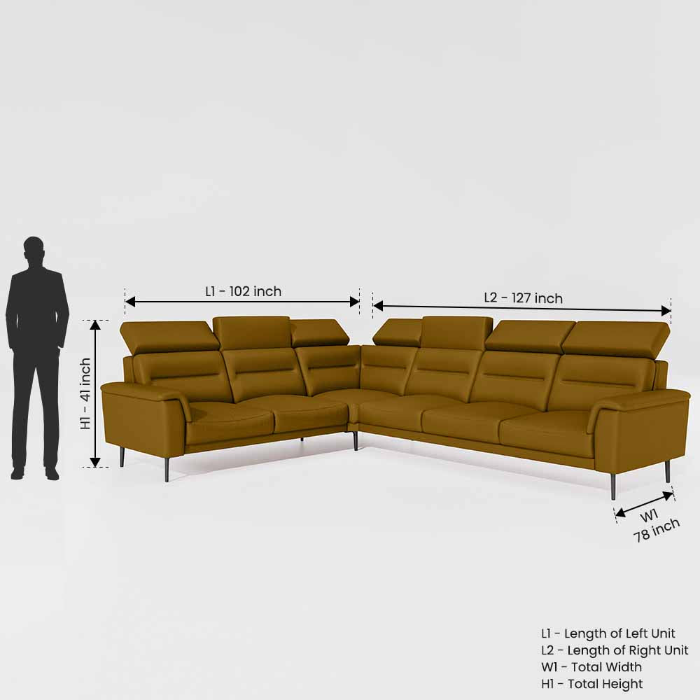 Crescendo 2 Seater + Corner + 3 Seater Leatherette Fabric - Golden Orange